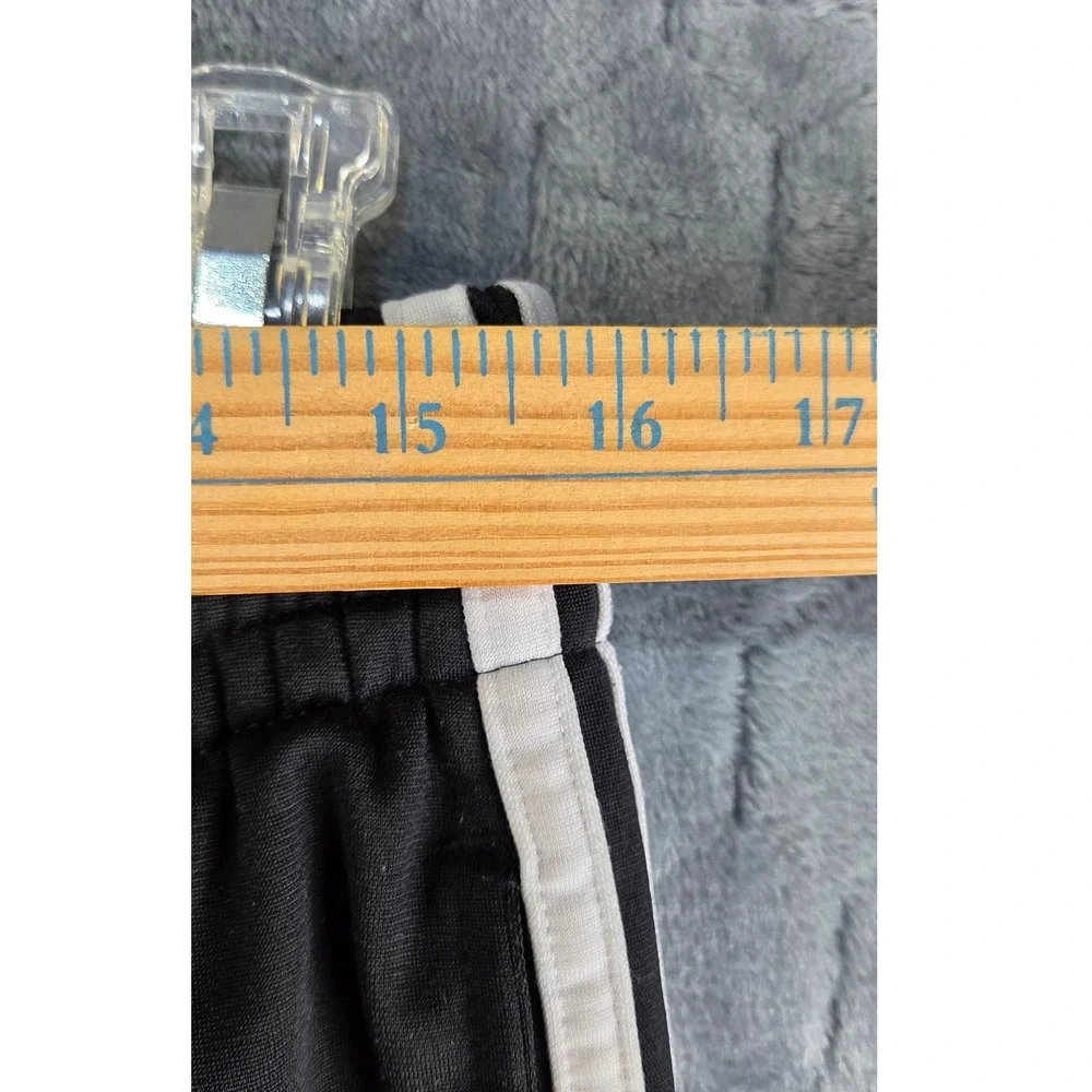 Adidas Mens Track Pants Black White Striped Straight Leg Raw Hem‎ Size L